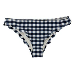 Abercrombie & Fitch Navy Blue White Gingham Scalloped Bikini Bottom Womens Large
